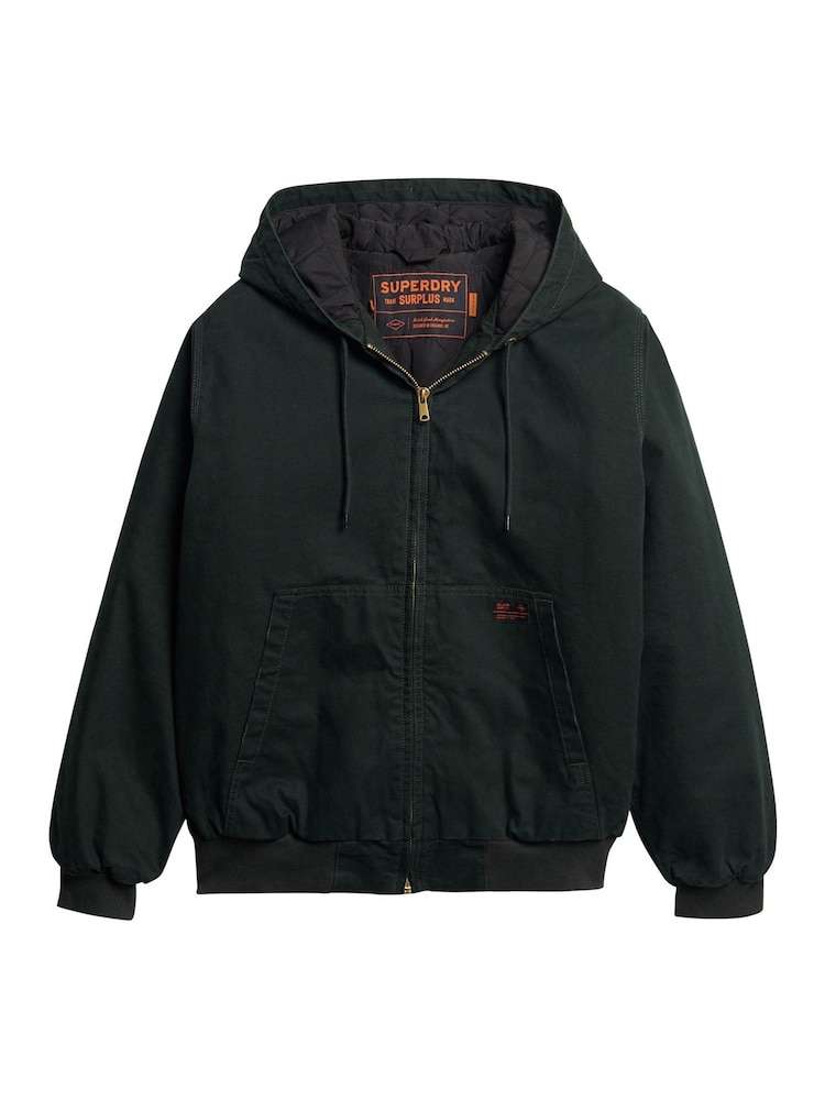 Superdry Jet Set Green 100% Cotton Surplus Hooded Bomber Jacket - Image 5 of 7