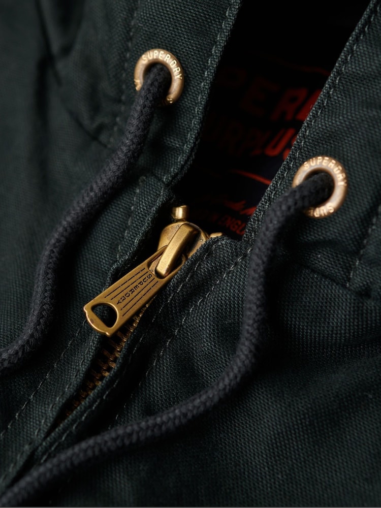 Superdry Jet Set Green 100% Cotton Surplus Hooded Bomber Jacket - Image 7 of 7