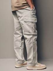 Light Stone Straight Fit Cotton Stretch Cargo Trousers - Image 4 of 12