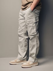 Light Stone Straight Fit Cotton Stretch Cargo Trousers - Image 5 of 12