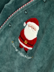 JoJo Maman Bébé Green Santa Embroidered All-In-One - Image 3 of 5