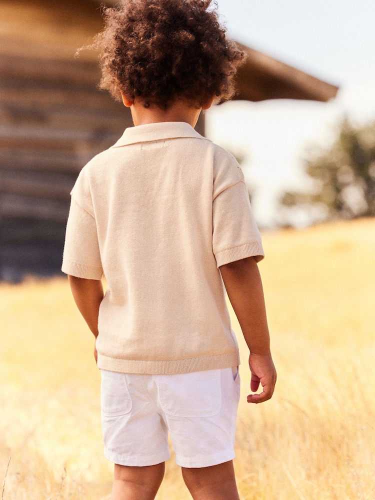 Neutral 100% Cotton Short Sleeved Button Through Polo Shirt (3mths-7yrs) - Image 2 of 9 Neutral 100% Cotton Short Sleeved Button Through Polo Shirt (3mths-7yrs) - Image 2 of 9