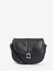 Barbour® Black Laire Medium Leather Saddle Bag - Image 1 of 5