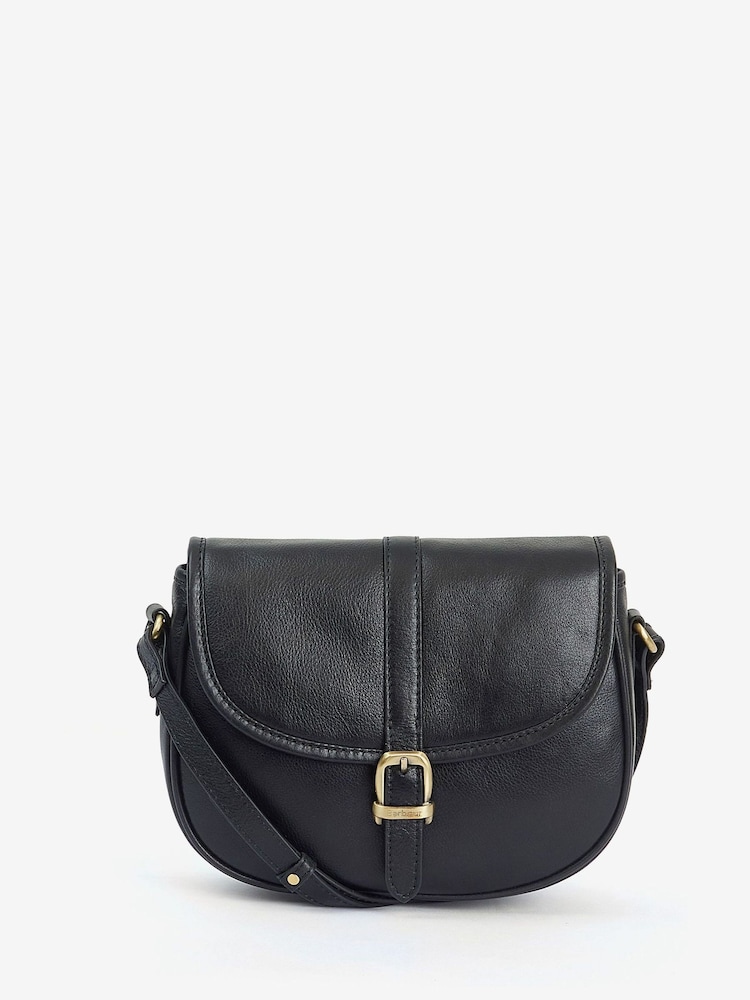 Barbour® Black Laire Medium Leather Saddle Bag - Image 1 of 5