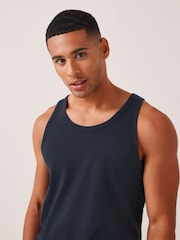 Black/White/Grey Marl/Navy Blue 100% Cotton Vests 5 Pack - Image 4 of 8