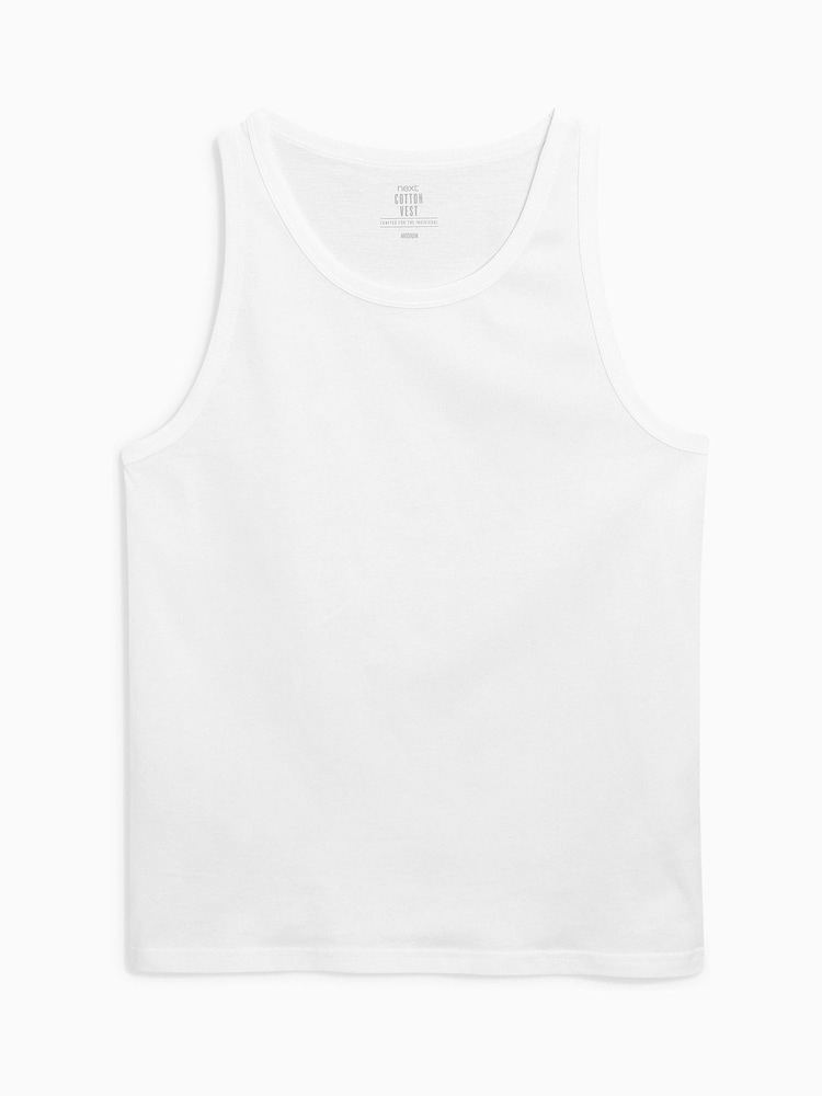 Black/White/Grey Marl/Navy Blue 100% Cotton Vests 5 Pack - Image 8 of 8