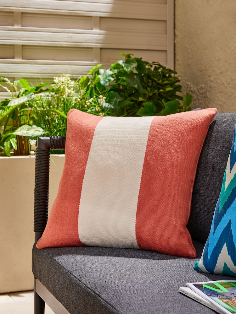 Rust Brown 50 x 50cm Rocco Stripe Indoor/Outdoor Cushion - Image 1 of 4