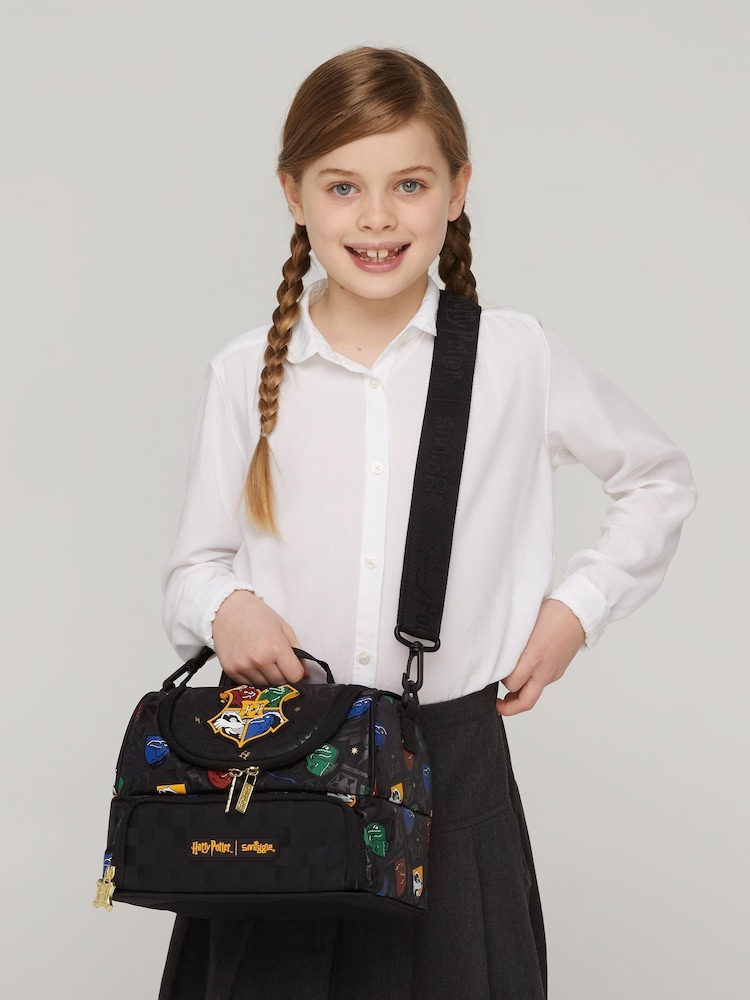 Smiggle Black Harry Potter Double Decker Lunchbox with Strap - Image 1 of 4