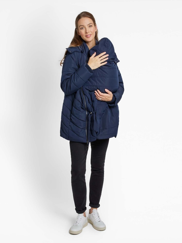 JoJo Maman Bébé Navy Blue Zip In Carrier Panel Coat - Image 1 of 3