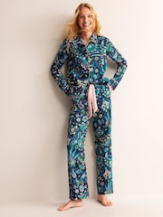 Boden Blue Cotton Sateen Pyjama Shirt - Image 1 of 5