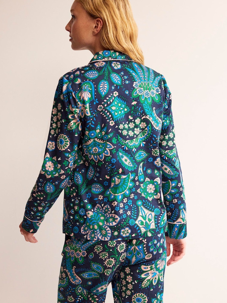 Boden Blue Cotton Sateen Pyjama Shirt - Image 2 of 5