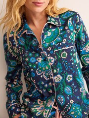 Boden Blue Cotton Sateen Pyjama Shirt - Image 4 of 5