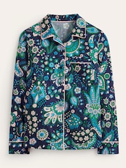 Boden Blue Cotton Sateen Pyjama Shirt - Image 5 of 5