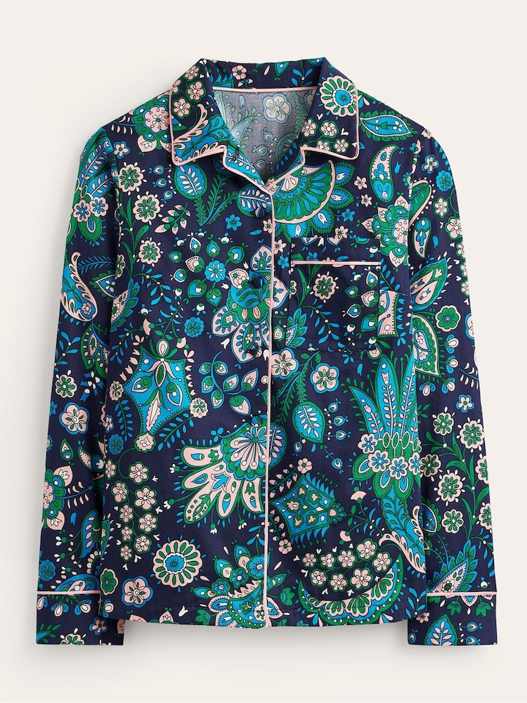 Boden Blue Cotton Sateen Pyjama Shirt - Image 5 of 5