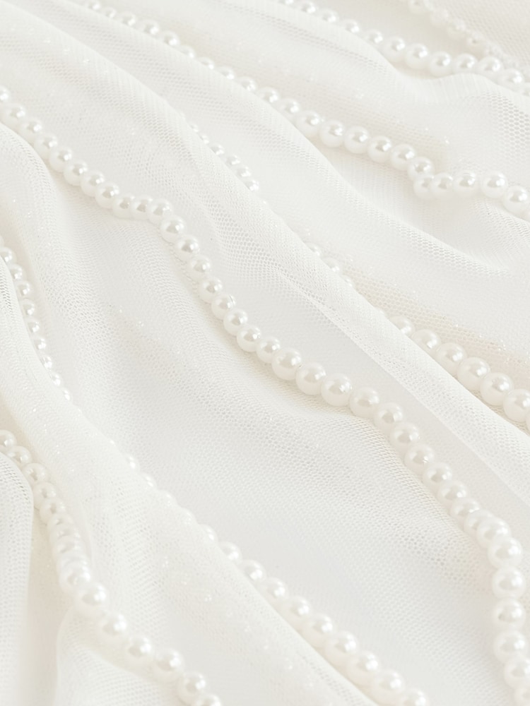 Ivory Cream Pearl Sheer Cape Cover-Up - Image 5 of 5