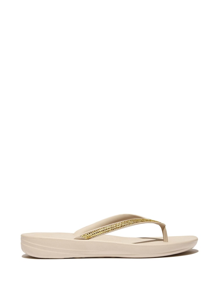 FitFlop Cream IQushion Sparkle Sandals - Image 1 of 4