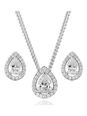 Beaverbrooks Sterling Cubic Zirconia Pear Pendant and Earrings Set - Image 1 of 4