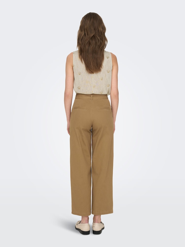 JDY Brown Wide Leg Cargo Trousers With Tortoise Belt - Image 2 of 5