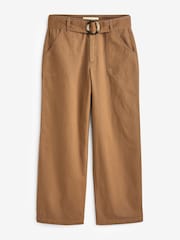 JDY Brown Wide Leg Cargo Trousers With Tortoise Belt - Image 5 of 5