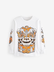 White Glow In the Dark Halloween Graphic Long Sleeve 100% Cotton T-Shirt (3-16yrs) - Image 2 of 4