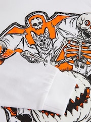 White Glow In the Dark Halloween Graphic Long Sleeve 100% Cotton T-Shirt (3-16yrs) - Image 4 of 4