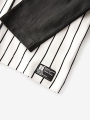 Ecru White/ Black Stripe 100% Cotton Long Sleeve Varsity Baseball Top (3-16yrs) - Image 4 of 4