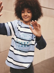 Blue Stripe Skate 100% Cotton Long Sleeve T-Shirt (3-16yrs) - Image 1 of 3