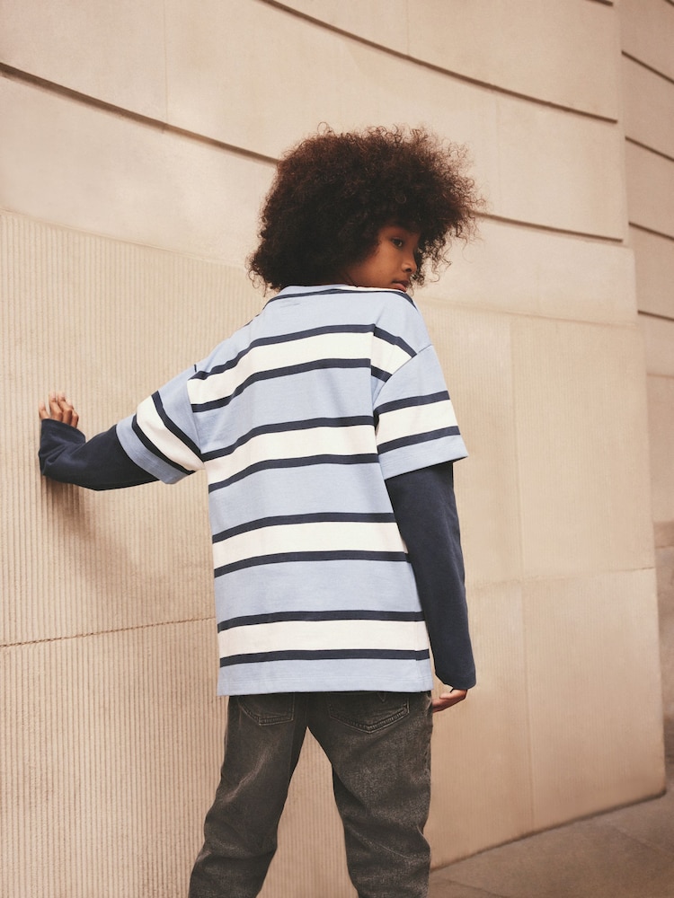 Blue Stripe Skate 100% Cotton Long Sleeve T-Shirt (3-16yrs) - Image 3 of 3