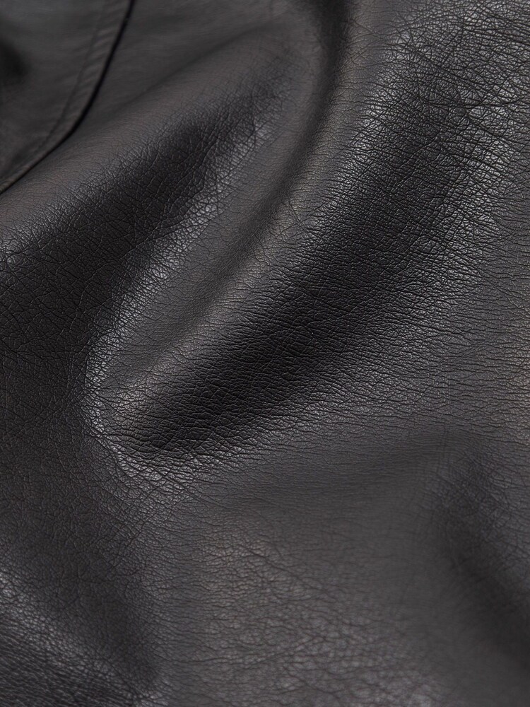 Abercrombie & Fitch Black Faux Leather Biker Jacket - Image 9 of 9
