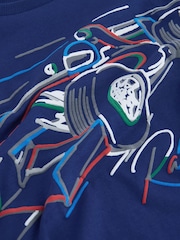 Navy Blue Racing Car Relaxed Fit Long Sleeve Graphic T-Shirt (3-16yrs) - Image 3 of 3
