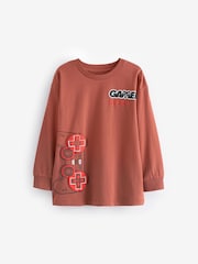 Rust Brown Game Controller Relaxed Fit Long Sleeve Graphic T-Shirt (3-16yrs) - Image 1 of 3