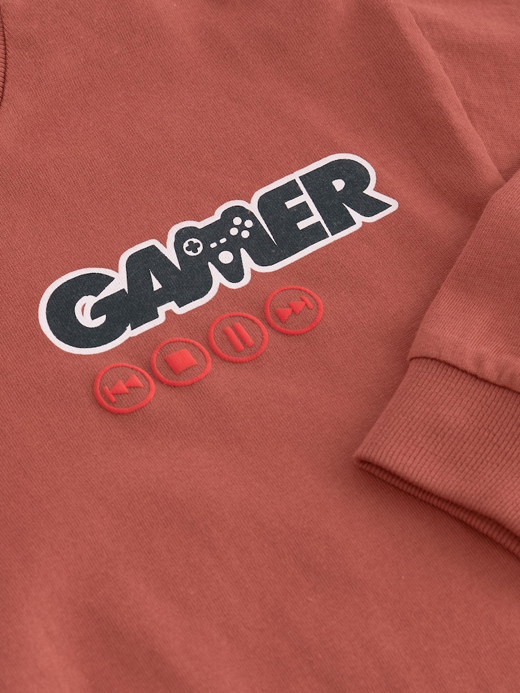 Rust Brown Game Controller Relaxed Fit Long Sleeve Graphic T-Shirt (3-16yrs) - Image 3 of 3 Rust Brown Game Controller Relaxed Fit Long Sleeve Graphic T-Shirt (3-16yrs) - Image 3 of 3