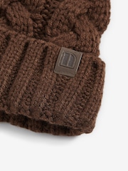 Chocolate Brown Knitted Cable Pom Hat (1-16yrs) - Image 2 of 2