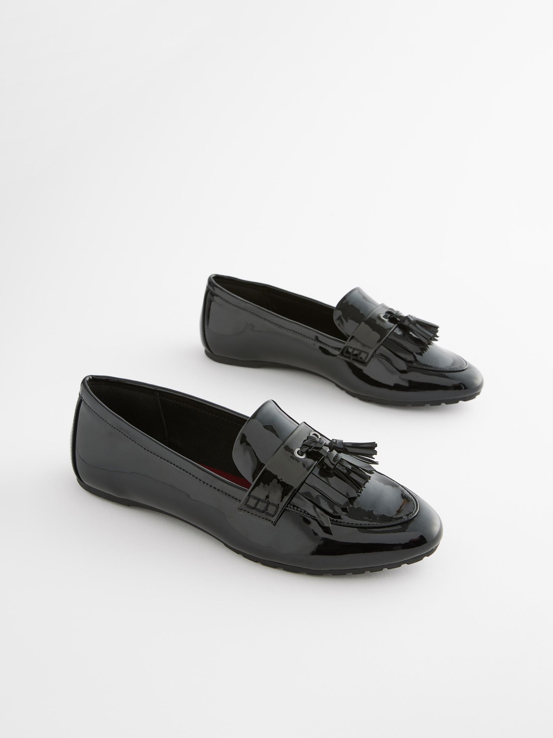 Buy Black Patent Forever Comfort Cleated Tassel Loafers from Next USA