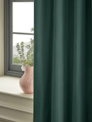 Green Dark Blackout/Thermal Cotton Eyelet Curtains - Image 6 of 8