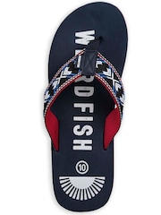 Weird Fish Blue Hamdon Jacquard Flip Flops - Image 3 of 4