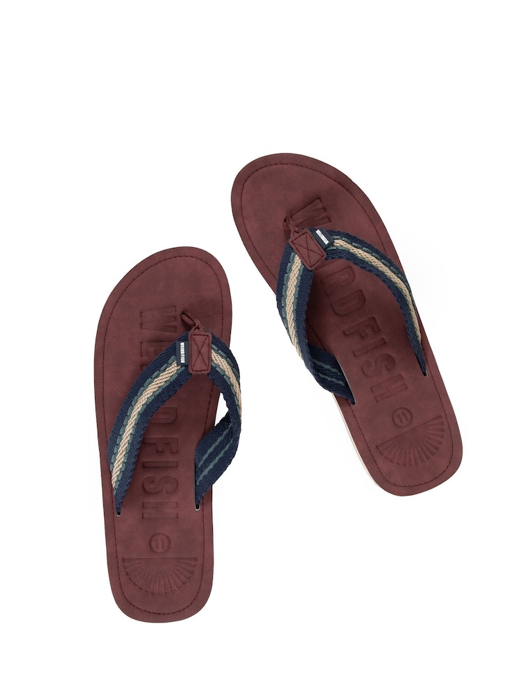 Weird Fish Blue Malham Leather Look Flip Flops - Image 1 of 5