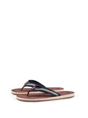 Weird Fish Blue Malham Leather Look Flip Flops - Image 3 of 5