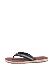 Weird Fish Blue Malham Leather Look Flip Flops - Image 4 of 5