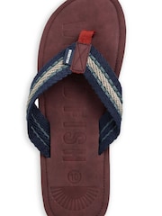 Weird Fish Blue Malham Leather Look Flip Flops - Image 5 of 5