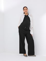 Black Maternity Wide Leg Trousers - Image 2 of 9
