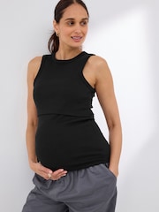 Black Maternity Nursing Racer Vest - Image 1 of 7