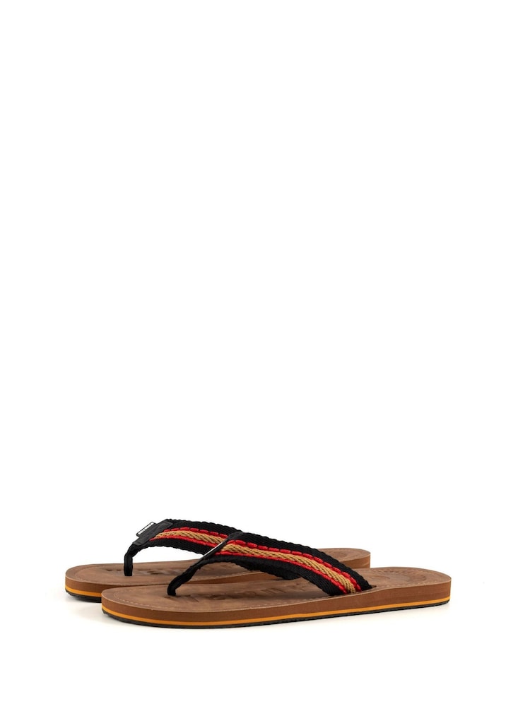 Weird Fish Brown Malham Leather Look Flip Flops - Image 2 of 4