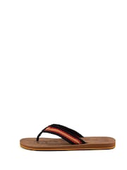 Weird Fish Brown Malham Leather Look Flip Flops - Image 3 of 4