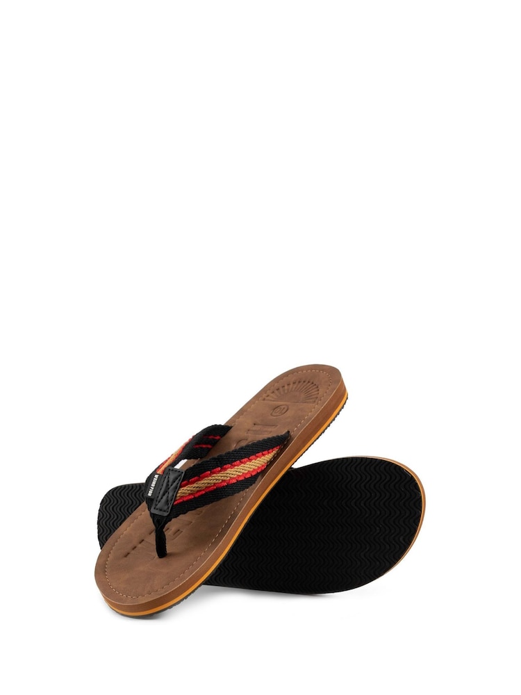 Weird Fish Brown Malham Leather Look Flip Flops - Image 4 of 4