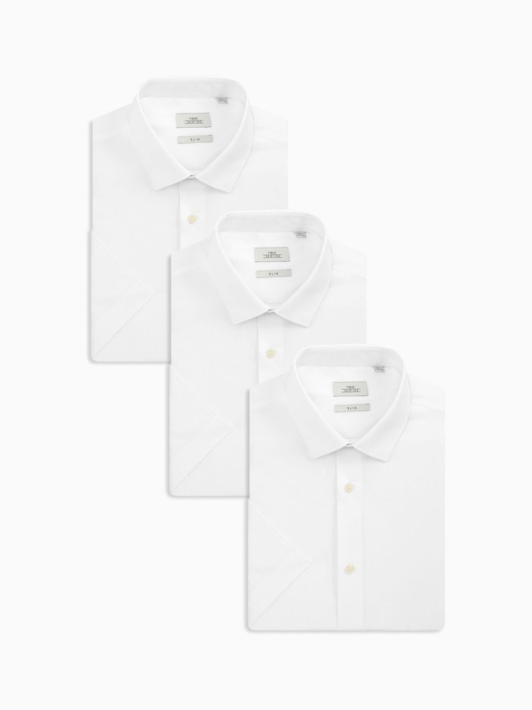 White Easy Care Single Cuff Shirts 3 Pack - Image 1 of 5