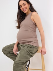 Taupe Brown Maternity Nursing Racer Vest - Image 2 of 6