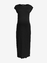 Black Maternity Short Sleeve Textured Column Dress - Image 7 of 8