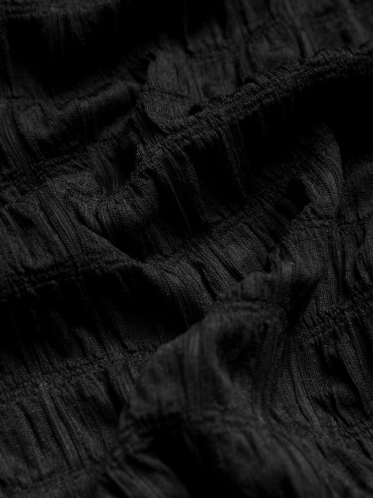 Black Maternity Short Sleeve Textured Column Dress - Image 8 of 8