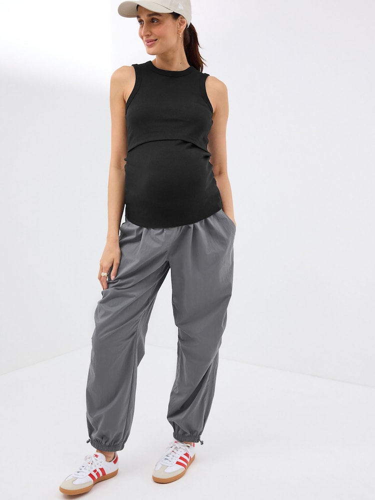 Charcoal Grey Maternity Utility Cargo Trousers - Image 1 of 7